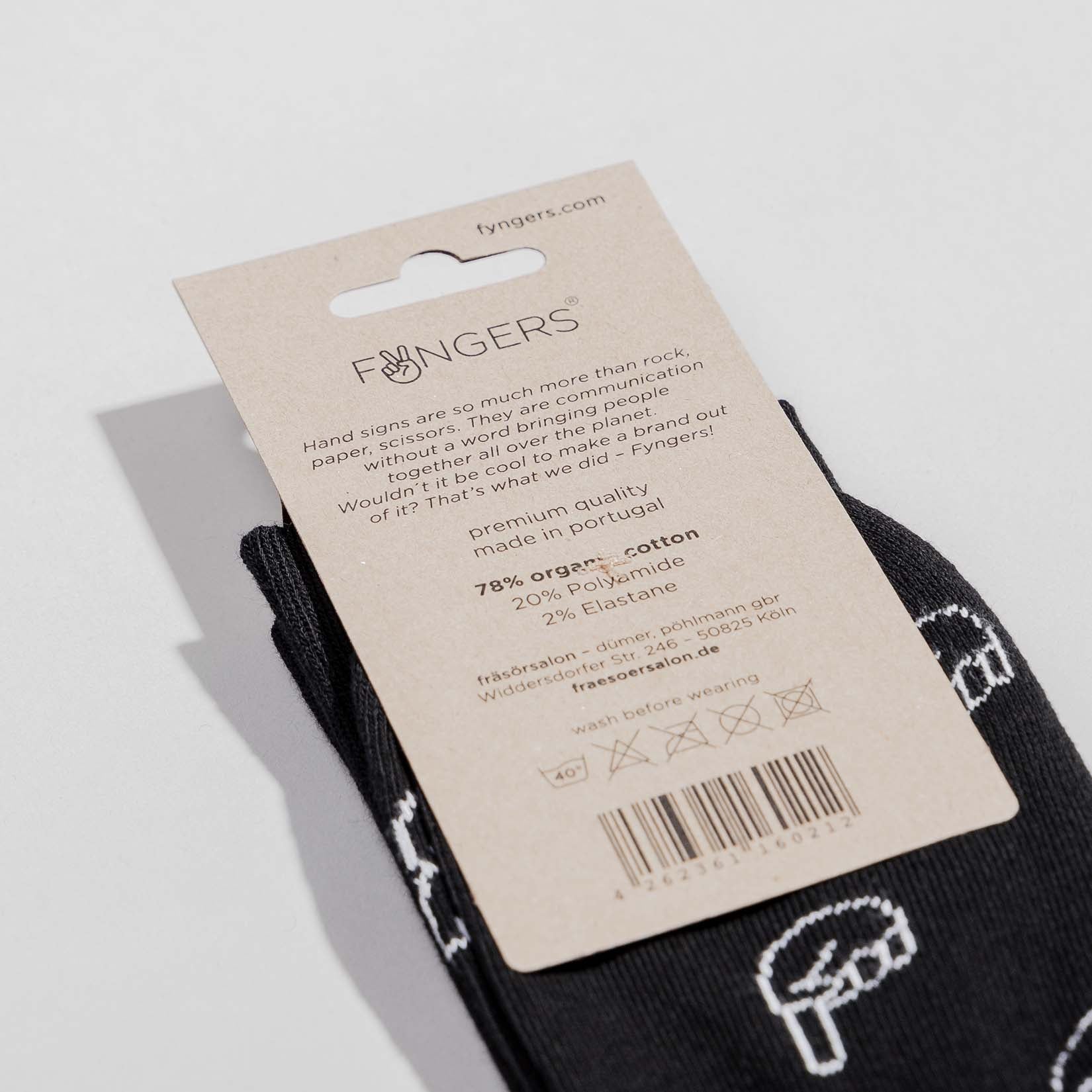 Fyngers Pattern - Premium Socken schwarz/weiß
